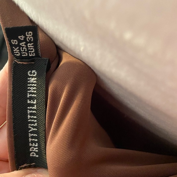 Pretty Little Thing PLT Brown Purple Square Neck Bodycon Bodysuit Size 4 - Picture 4 of 4